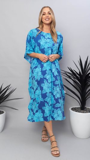 Mineral Blue Kaftan - Hibiscus Edition
